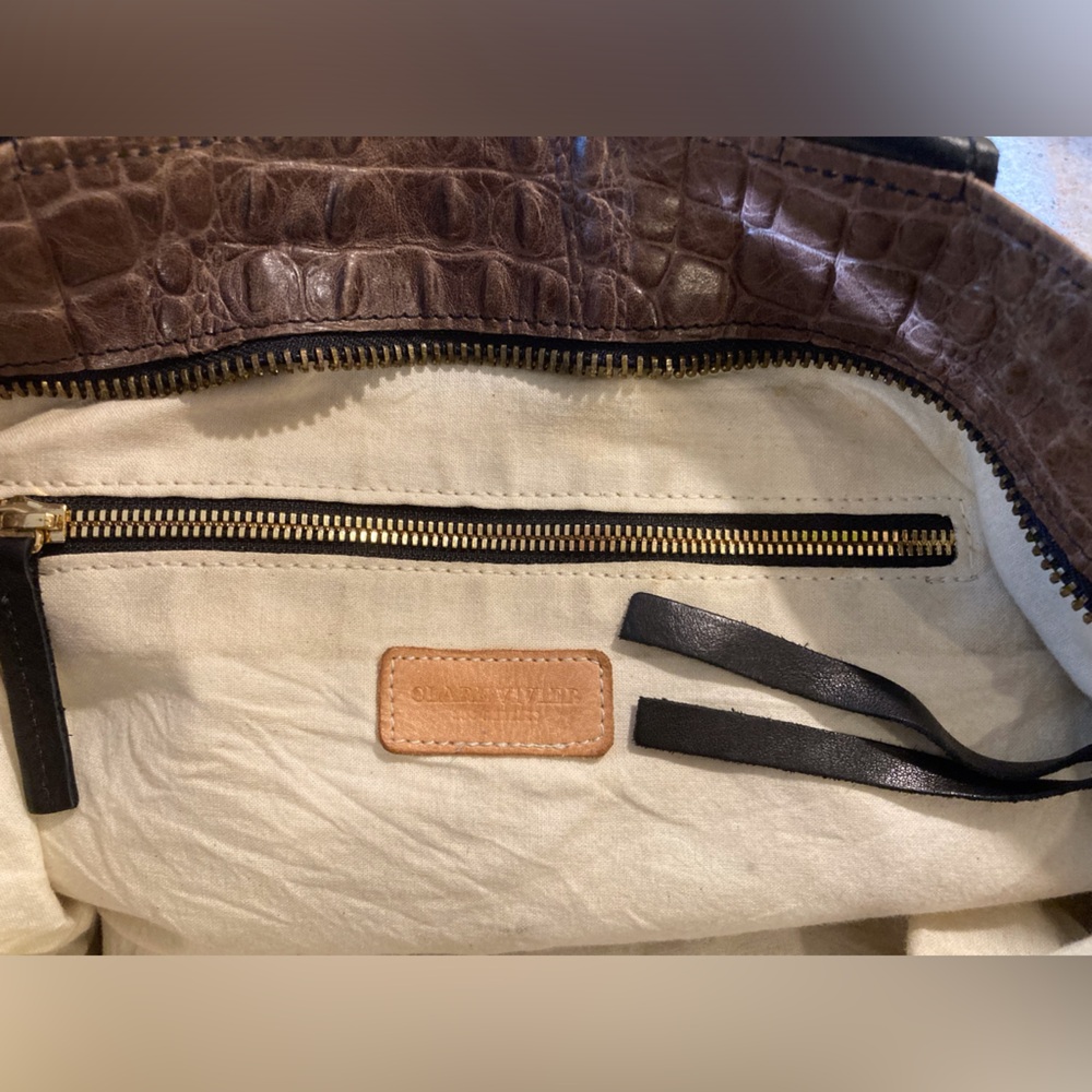 Clare V. Brown Crocodile Embossed Tote Hobo Shoulder Bag Womans Removable Strap - Picture 16 of 16